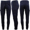 Men's Cargo Cotton Drill Work Pants UPF 50+ 13 Pockets Tradies Workwear Trousers - Navy