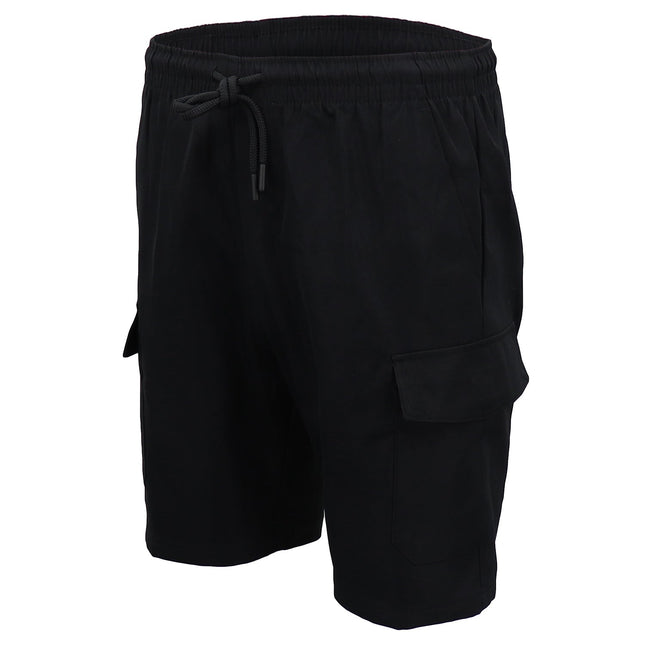 Men's Cargo Shorts 4 Pockets Cascual Work Trousers Active Pants Elastic Waist - Black