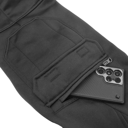 Men's Cargo Work Pants Heavy Weight Tradie Fleece Trousers Elastic Cuffs - Navy