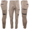 Men's Cotton Drill Cargo Work Pants UPF 50+ 13 Pockets Tradies Workwear Trousers - Khaki