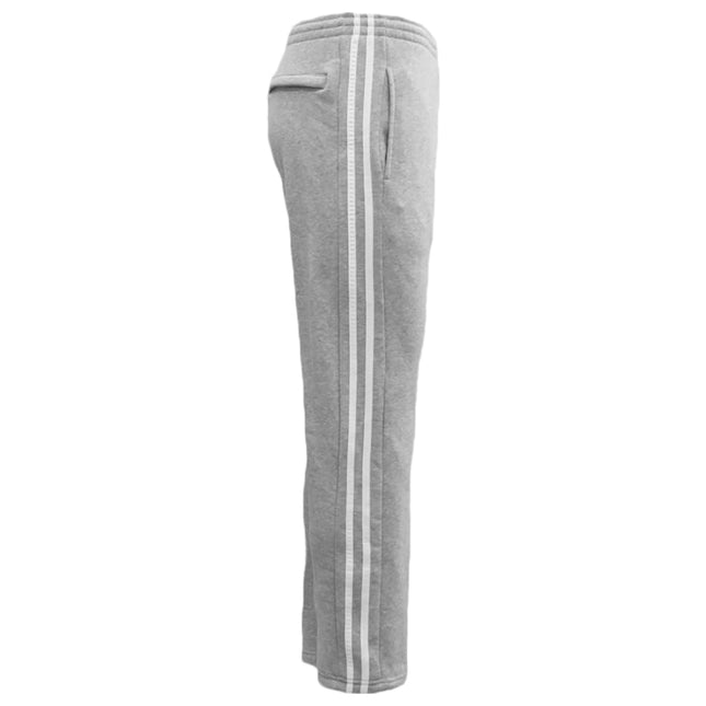 Men's Fleece Casual Sports Track Pants w Zip Pocket Striped Sweat Trousers S-6XL - Light Grey