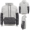 Mens Fleece Lined Pullover Hoodie Two Tone Casual Sport Jacket Jumper Sweatshirt - Light Grey