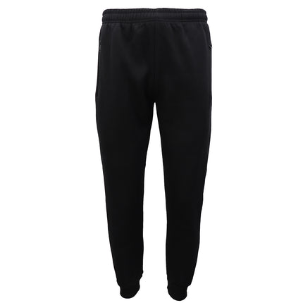Men's Fleece Lined Track Pants Joggers w Zip Pockets Sports Gym Sweat Trousers - Black