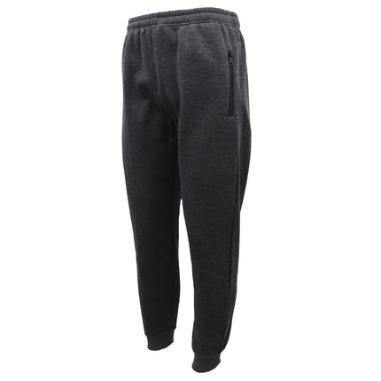 Men's Fleece Lined Track Pants Joggers w Zip Pockets Sports Gym Sweat Trousers - Dark Grey