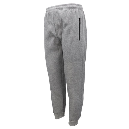 Men's Fleece Lined Track Pants Joggers w Zip Pockets Sports Gym Sweat Trousers - Light Grey