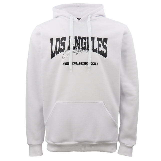White Los Angeles California Hoodie For Men - Fleece Pullover Sweatshirt