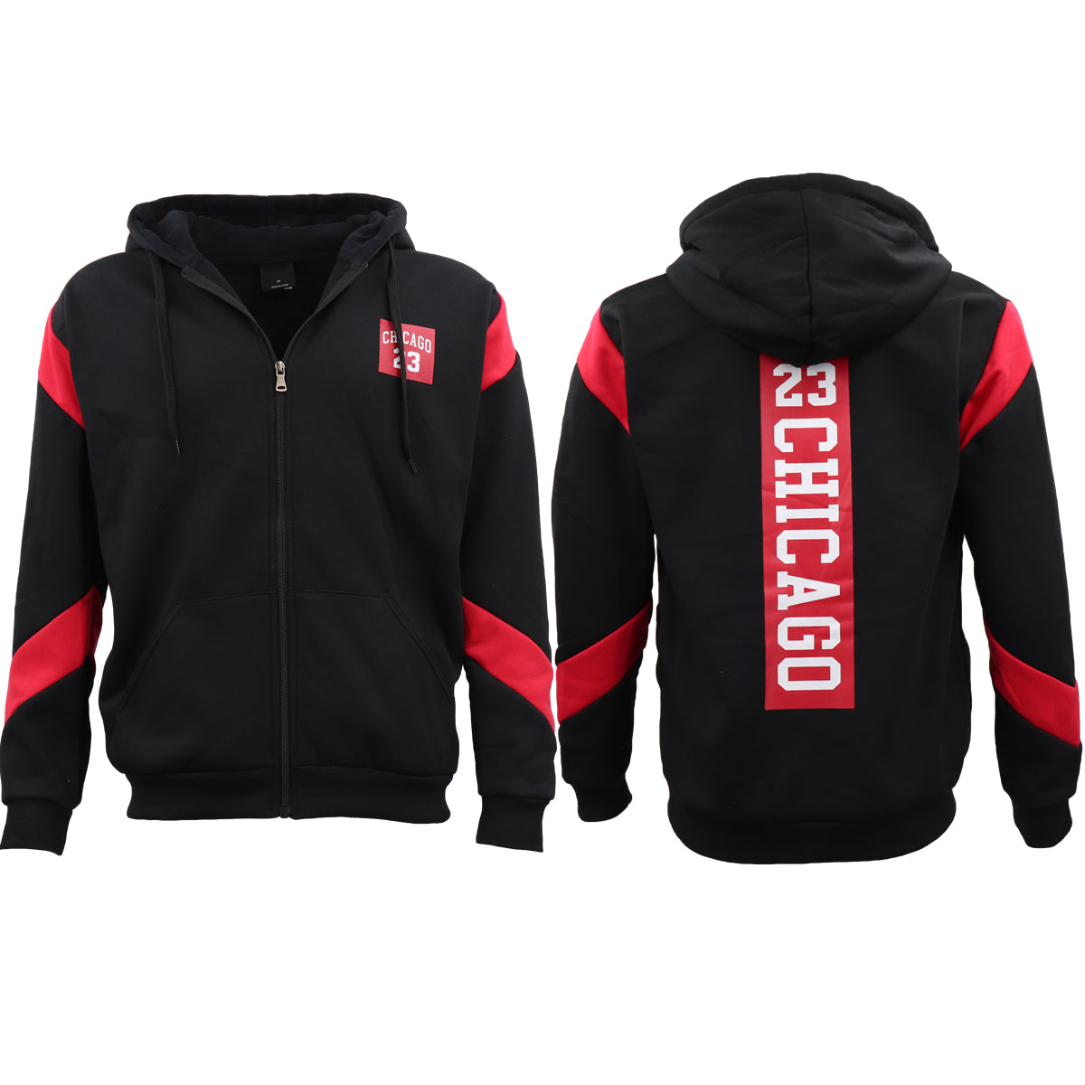 Men's Fleece Zip Up Hoodie Shirt Chicago Bulls 23 Michael Jordan