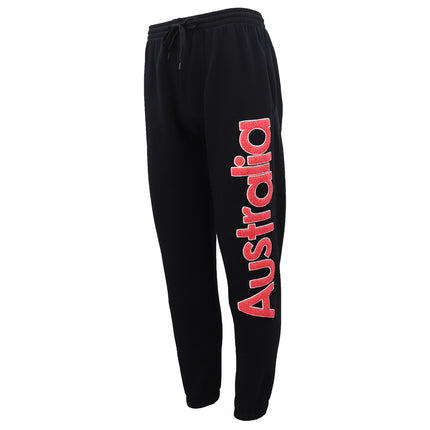 Men's Fleece Track Pants Joggers w Australia Embroidery Gym Sports Souvenir Gift - Black w Pink Embroidery