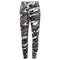 Men's Fleece Track Pants Military Camouflage Tactical Gym Trousers w Cuffed Hem - White Camo