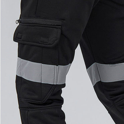 mens-hi-vis-fleece-pants-reflective-tapes-cargo-workwear-safety-track-trousers