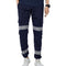 Mens Hi Vis Fleece Pants Reflective Tapes Cargo Workwear Safety Track Trousers - Navy