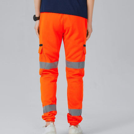 mens-hi-vis-fleece-pants-reflective-tapes-cargo-workwear-safety-track-trousers