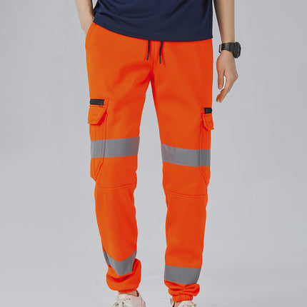 mens-hi-vis-fleece-pants-reflective-tapes-cargo-workwear-safety-track-trousers