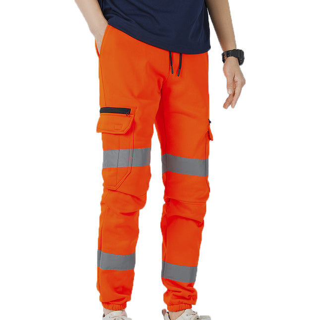 mens-hi-vis-fleece-pants-reflective-tapes-cargo-workwear-safety-track-trousers