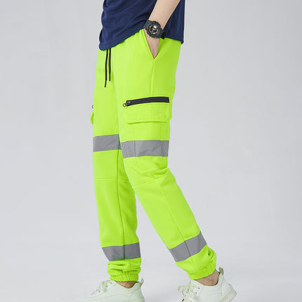 mens-hi-vis-fleece-pants-reflective-tapes-cargo-workwear-safety-track-trousers