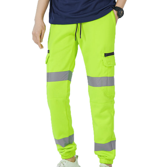 mens-hi-vis-fleece-pants-reflective-tapes-cargo-workwear-safety-track-trousers