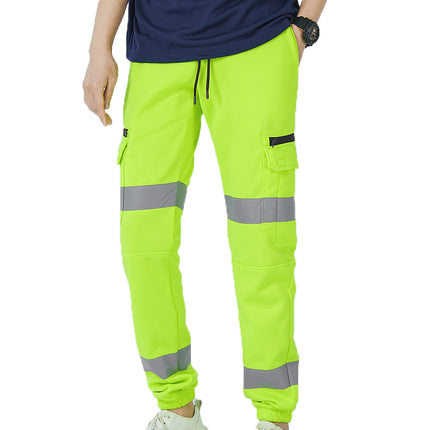 mens-hi-vis-fleece-pants-reflective-tapes-cargo-workwear-safety-track-trousers