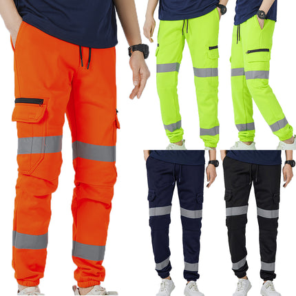 mens-hi-vis-fleece-pants-reflective-tapes-cargo-workwear-safety-track-trousers