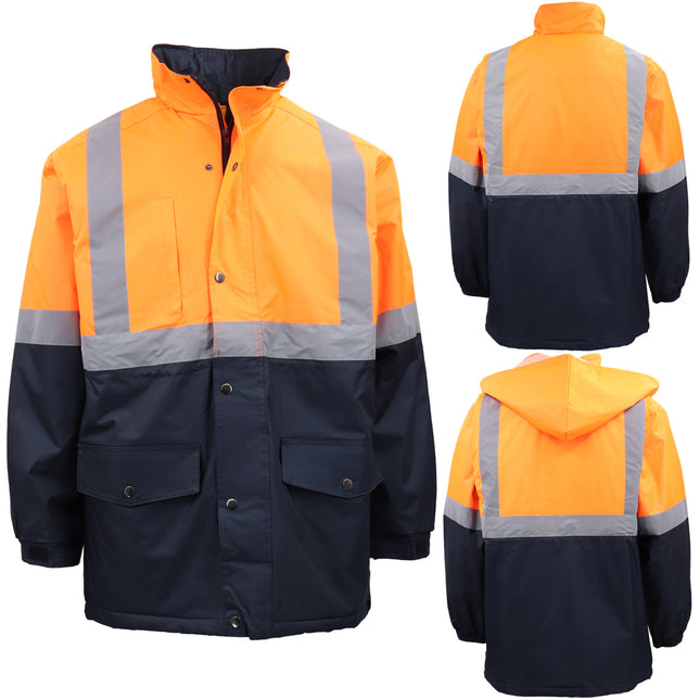 mens-hi-vis-waterproof-rain-jacket-reflective-tape-quilted-workwear-hooded-coat