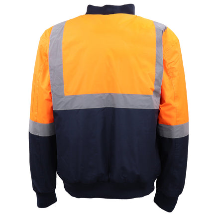 mens-hi-vis-waterproof-rain-jacket-workwear-reflective-tape-hooded-bomber-jumper