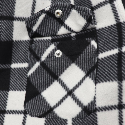 Men's Hooded Flannel Jacket Flannelette Plaid Fleece Shirt Zip Up Winter Coat - Black