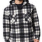 Men's Black & White Plaid Flannel Hooded Jacket - Winter Fleece Flannelette Shirt Coat