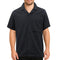 Men's Jacquard Short Sleeve Shirt Textured Button Down Casual Tops Tee w Pocket - Dark Grey