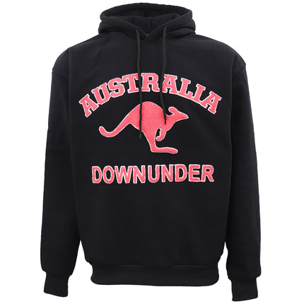 Oversized Australia Fleece Hoodie For Men - Red Chenille Kangaroo Sweatshirt