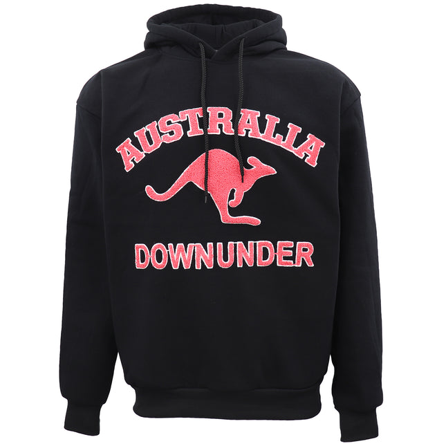 Oversized Australia Fleece Hoodie For Men - Red Chenille Kangaroo Sweatshirt