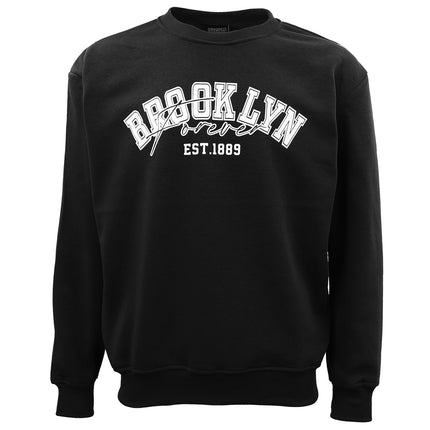 Men's Black Brooklyn Oversized Fleece Pullover Jumper Sweater Shirt