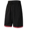 Men's Plain Basic Basketball Sports Shorts Gym Jogging Board Sweat Casual Pants - Black w Red