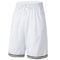 Men's Plain Basic Basketball Sports Shorts Gym Jogging Board Sweat Casual Pants - White w Blue