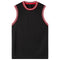 Mens Plain Basketball Jersey Gym Sports Basic Blank Sleeveless T Shirt Vest Tops - Black w Red