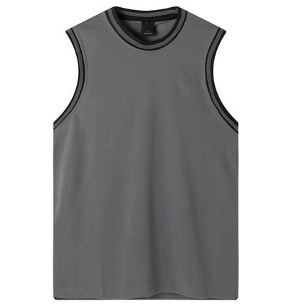 Mens Plain Basketball Jersey Gym Sports Basic Blank Sleeveless T Shirt Vest Tops - Charcoal