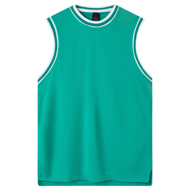 Mens Plain Basketball Jersey Gym Sports Basic Blank Sleeveless T Shirt Vest Tops - Green