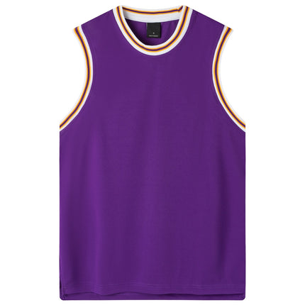 Mens Plain Basketball Jersey Gym Sports Basic Blank Sleeveless T Shirt Vest Tops - Purple