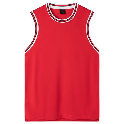 Mens Plain Basketball Jersey Gym Sports Basic Blank Sleeveless T Shirt Vest Tops - Red