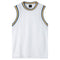 Mens Plain Basketball Jersey Gym Sports Basic Blank Sleeveless T Shirt Vest Tops - White w Blue