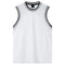 Mens Plain Basketball Jersey Gym Sports Basic Blank Sleeveless T Shirt Vest Tops - White w Black