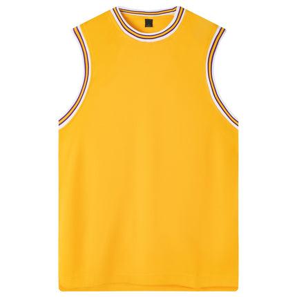 Mens Plain Basketball Jersey Gym Sports Basic Blank Sleeveless T Shirt Vest Tops - Yellow