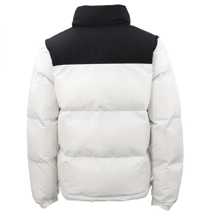 White Puffer Jacket for Men - Fur Lined Winter Puffy Coat w Zipper Pockets