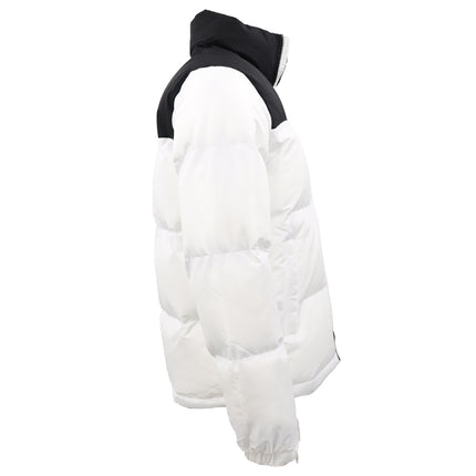 White Puffer Jacket for Men - Fur Lined Winter Puffy Coat w Zipper Pockets