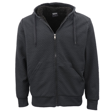 Dark Grey Sherpa Fur Jacket - Fleece Lined Winter Hoodie Coat for Men