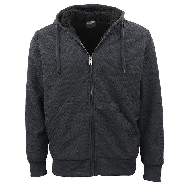 Dark Grey Sherpa Fur Jacket - Fleece Lined Winter Hoodie Coat for Men