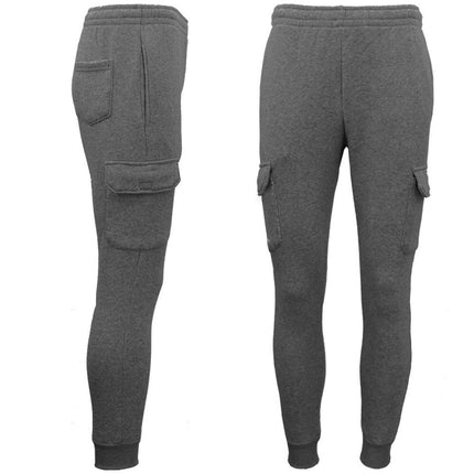 mens-fleece-cargo-track-pants-5-pockets-slim-cuff-casual-trousers-w-elastic-hem