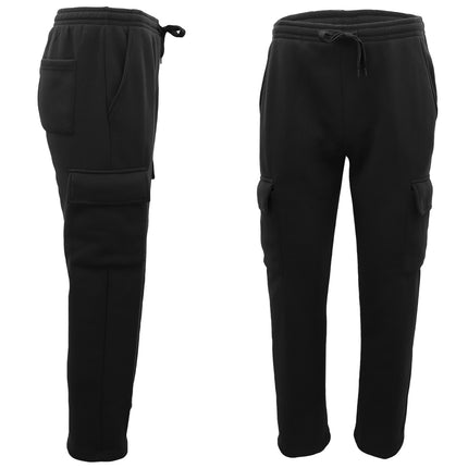 Men's Black Fleece Cargo Pants | Warm & Functional with 5 Pockets