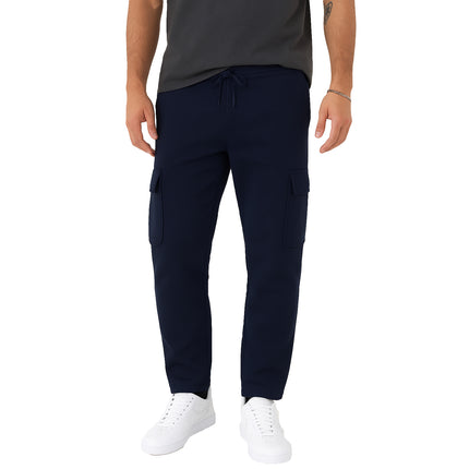 Men's Navy Blue Fleece Cargo Pants | Durable, Warm, and Stylish