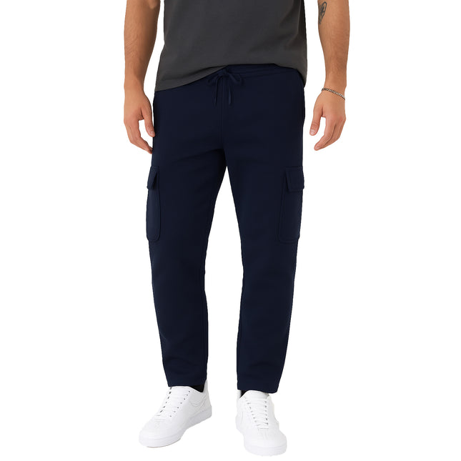 Men's Navy Blue Fleece Cargo Pants | Durable, Warm, and Stylish