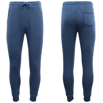 Mens Unisex Fleece Lined Sweat Track Pants Suit Casual Trackies Slim Cuff XS-4XL - Stone Blue