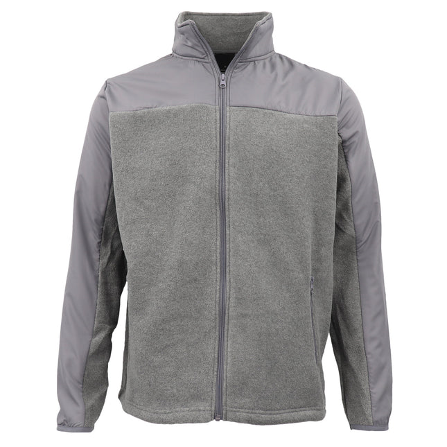 Men's Unisex Polar Fleece Zip Jumper Two Tone Sports Sweat Shirt Jacket Sweater - Grey